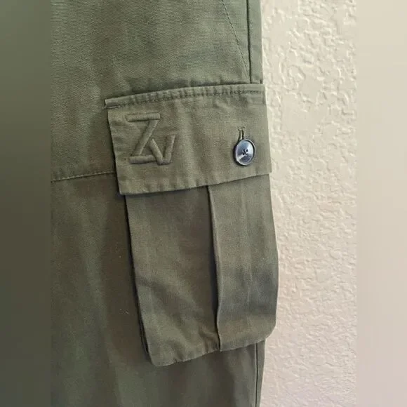 Zadig & Voltaire Pilote Canvas Cargo Jogger pant in olive green 34. NWT